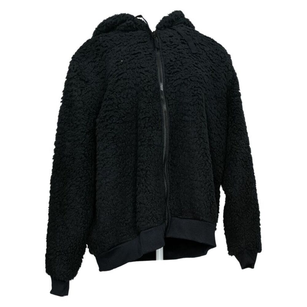 BumbleBella by Jill Martin Sherpa Zip-Up Hoodie Women's Top Sweater Sz L Black